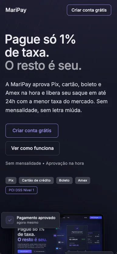 Print de um site criado pelo Pietro, versão mobile